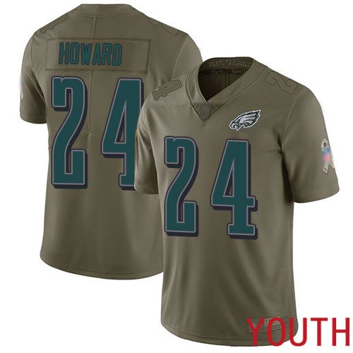 Youth Philadelphia Eagles #24 Jordan Howard Limited Olive 2017 Salute to Service Football NFL Jersey->youth nfl jersey->Youth Jersey